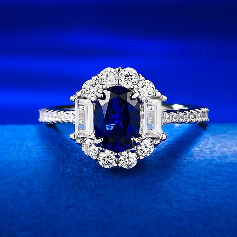 Oval Engagement Ring 5*7 925 Silver High Carbon Diamond