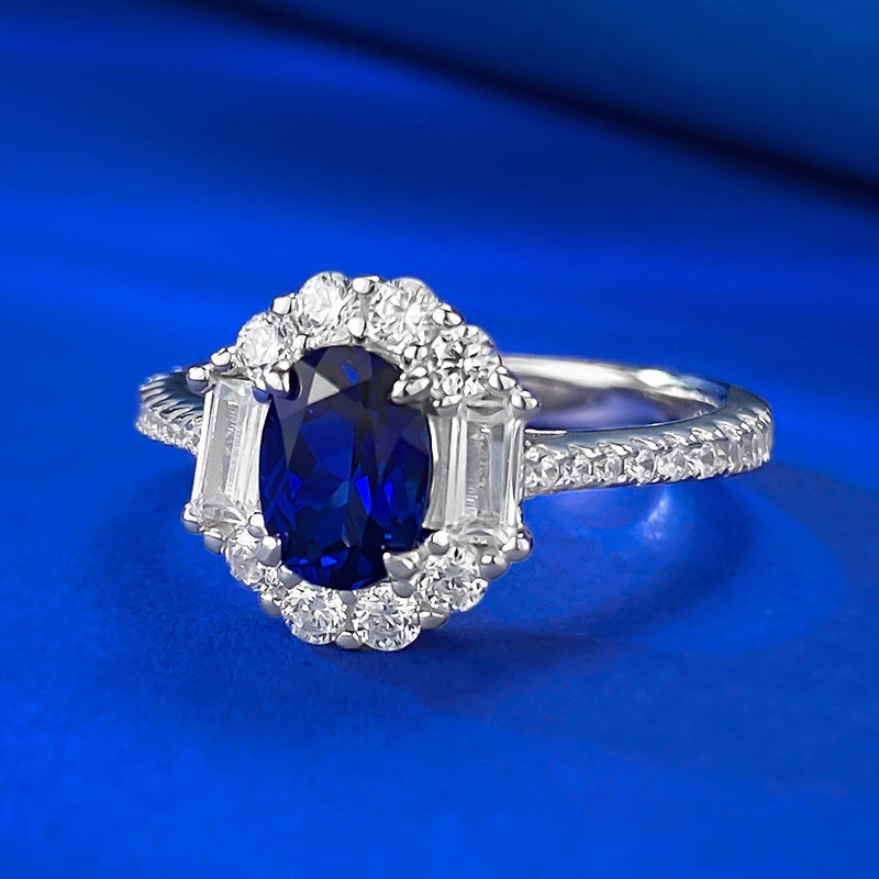 Oval Engagement Ring 5*7 925 Silver High Carbon Diamond