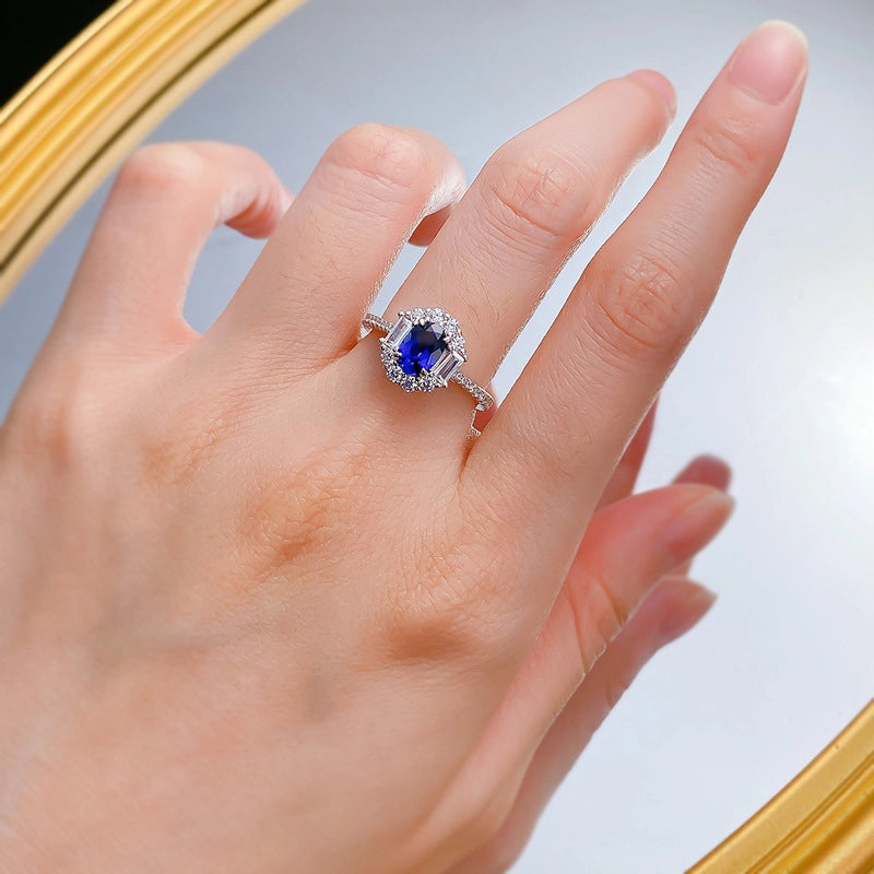 Oval Engagement Ring 5*7 925 Silver High Carbon Diamond