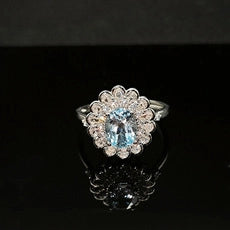 Oval Engagement Ring 6*8 925 Silver Natural Topaz