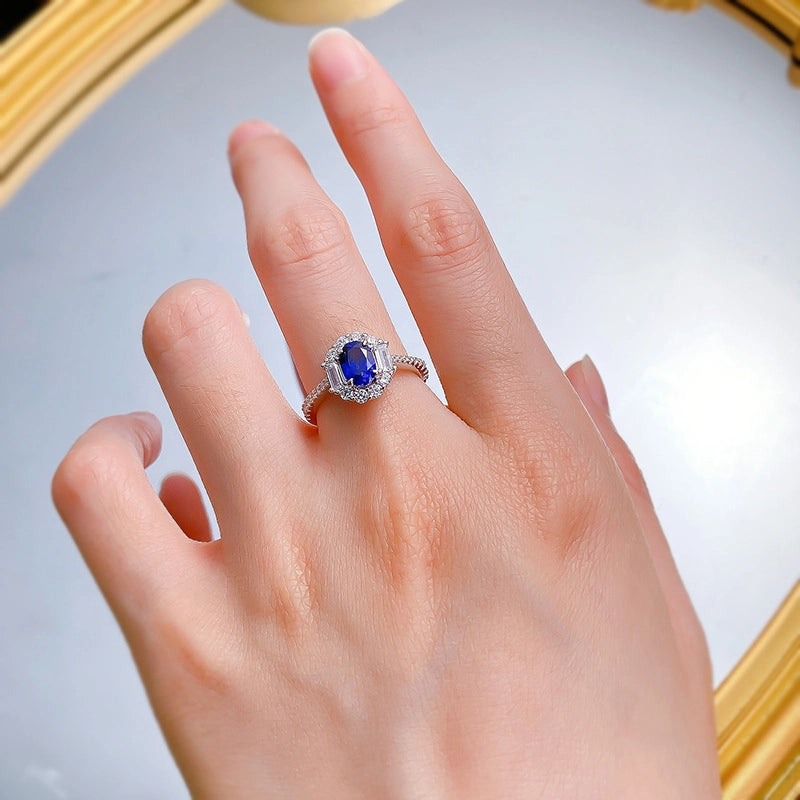 Oval Engagement Ring 5*7 925 Silver High Carbon Diamond