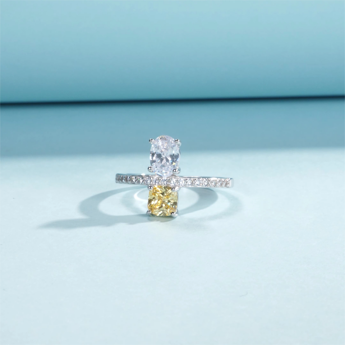 Cushion Engagement Ring 925 Silver Zircon