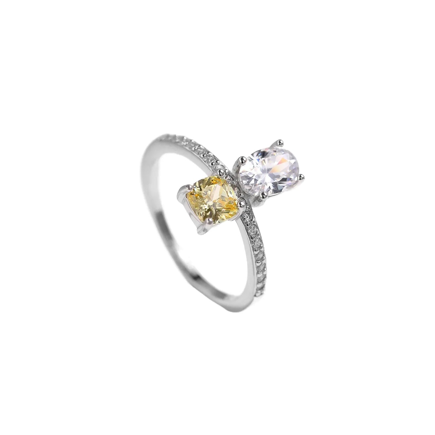 Cushion Engagement Ring 925 Silver Zircon