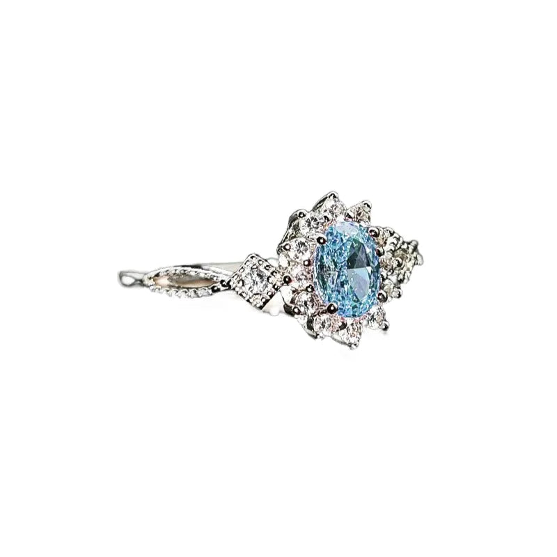 Oval Engagement Ring 4*6 925 Silver High Carbon Diamond Open Ring