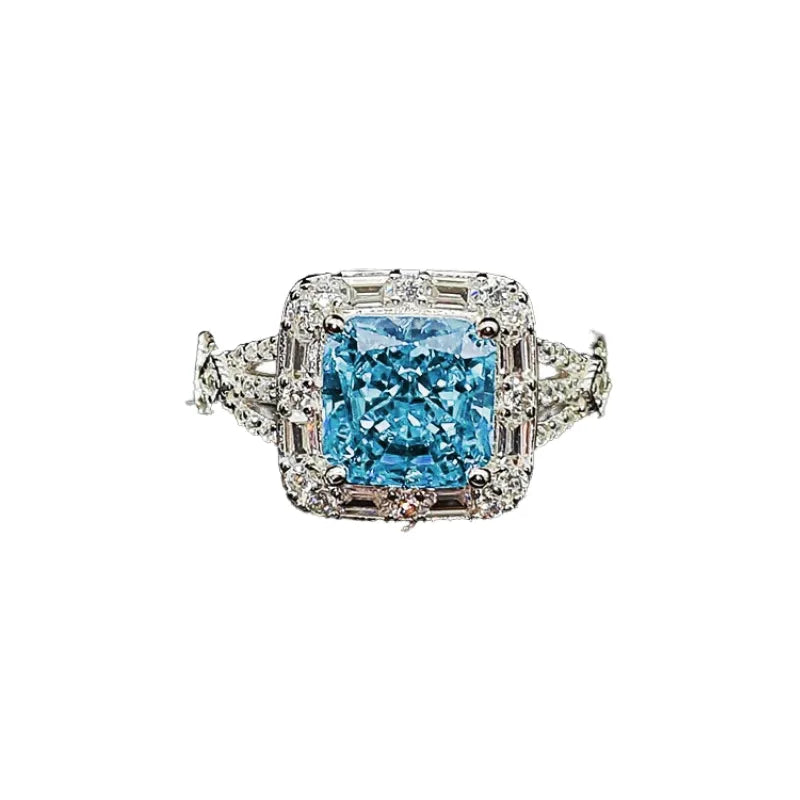 Princess Engagement Ring 8*8 925 Silver High Carbon Diamond Open Ring