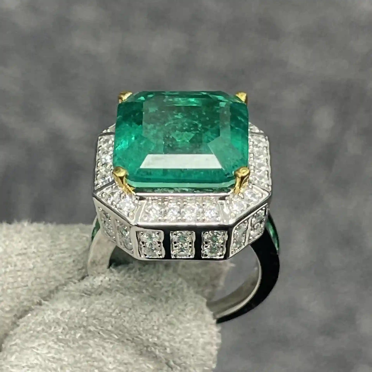 Asscher Engagement Ring 14*14 925 Silver High Carbon Diamond