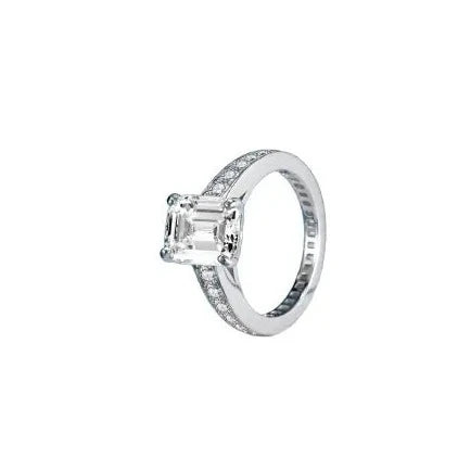 Emerald Engagement Ring 925 Silver High Carbon Diamond