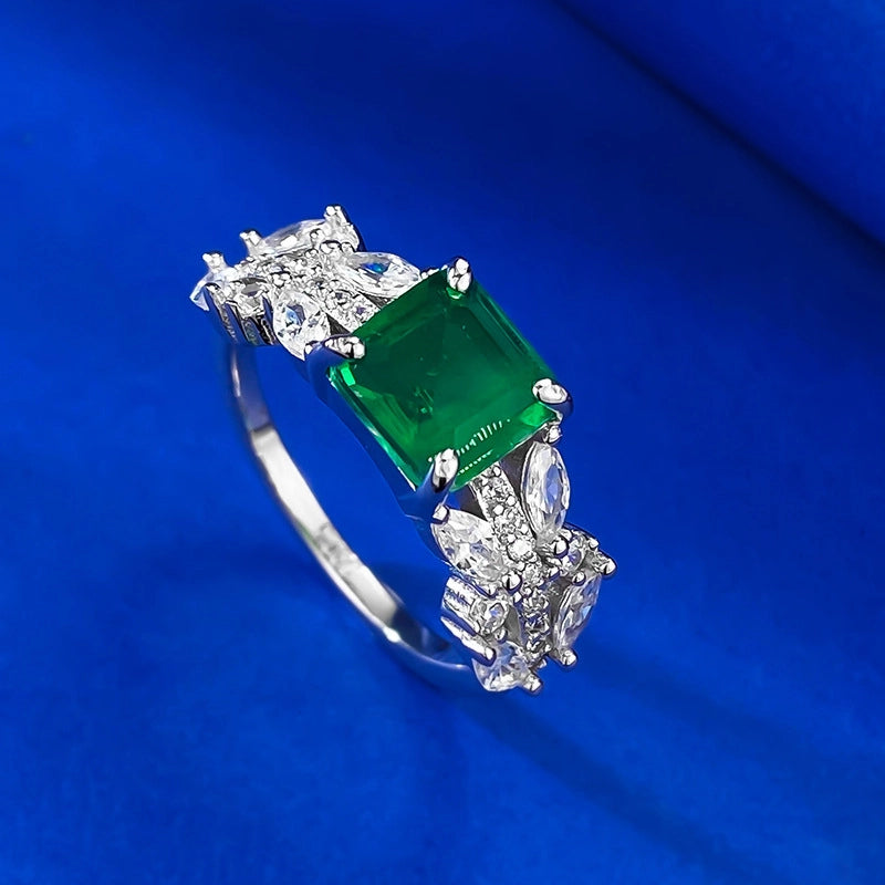 Asscher Engagement Ring 7*7mm 925 Silver Zircon