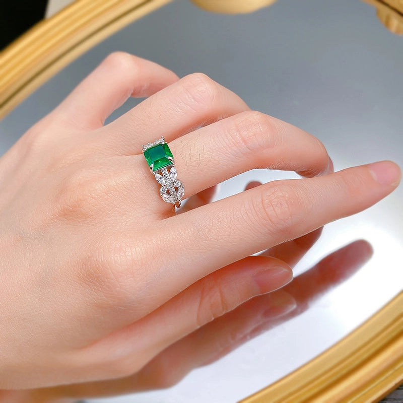 Asscher Engagement Ring 7*7mm 925 Silver Zircon