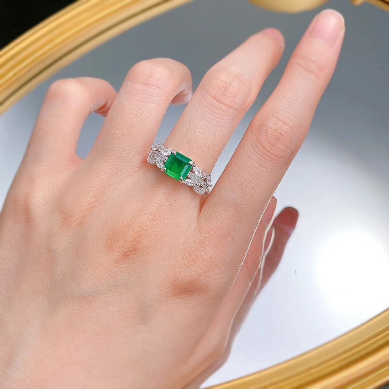 Asscher Engagement Ring 7*7mm 925 Silver Zircon