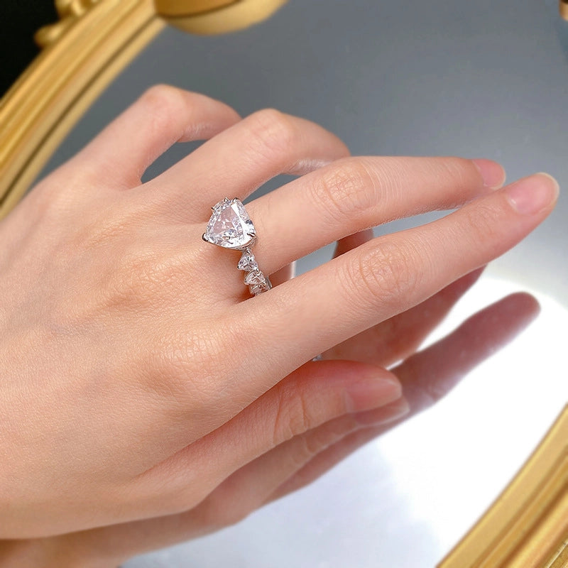 Heart Engagement Ring 5ct 10*10 925 Silver High Carbon Diamond