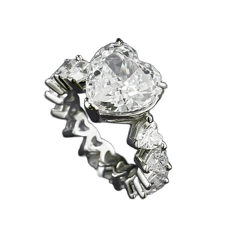 Heart Engagement Ring 5ct 10*10 925 Silver High Carbon Diamond