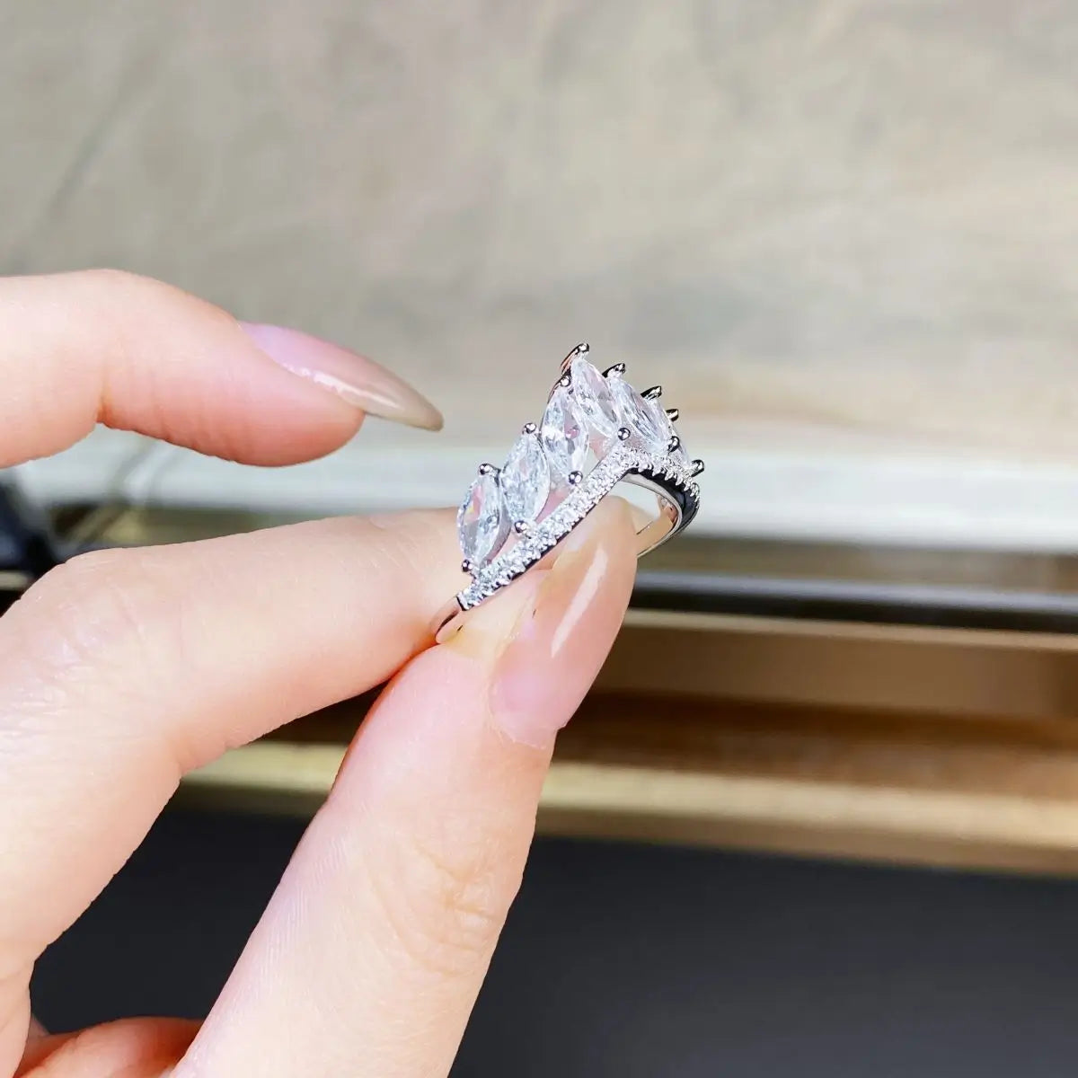 Marquise Engagement Ring 925 Silver Zircon