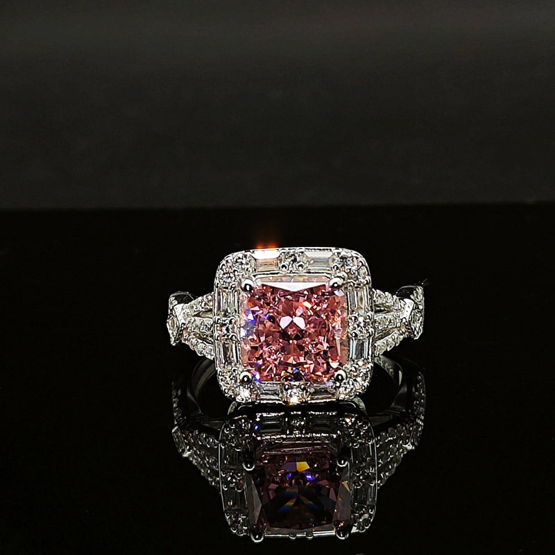 Princess Engagement Ring 8*8 925 Silver High Carbon Diamond Open Ring