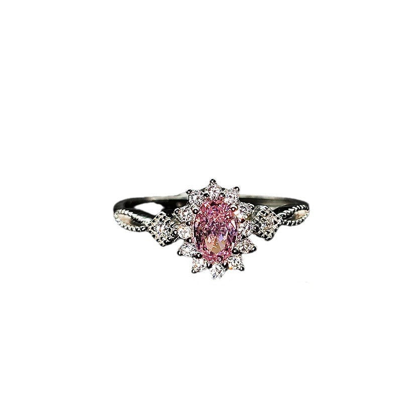 Oval Engagement Ring 4*6 925 Silver High Carbon Diamond Open Ring