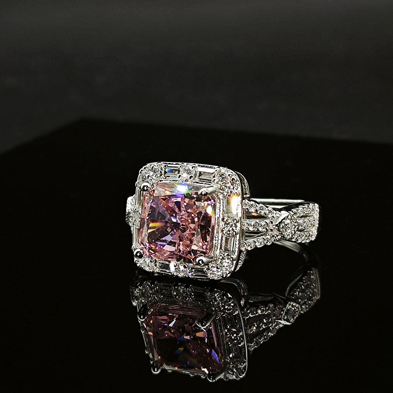 Princess Engagement Ring 8*8 925 Silver High Carbon Diamond Open Ring