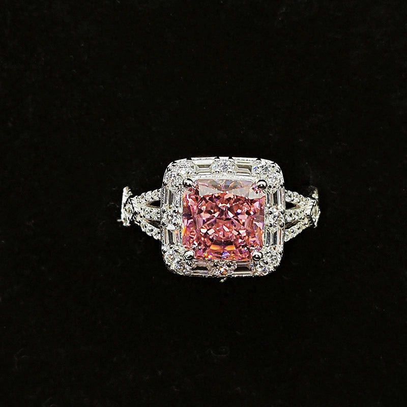 Princess Engagement Ring 8*8 925 Silver High Carbon Diamond Open Ring