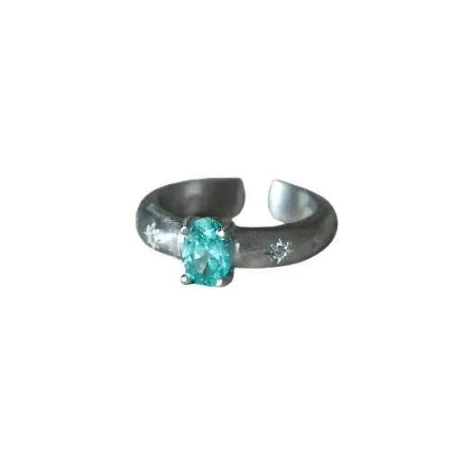 Oval Engagement Ring 925 Silver Paraiba Paparacha Open Ring