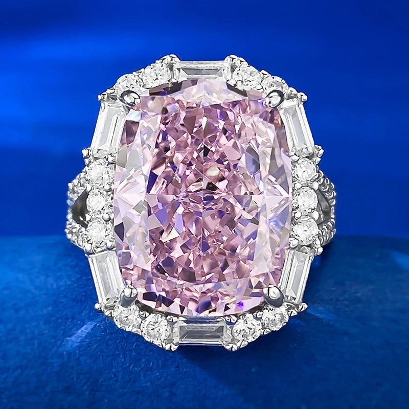 Cushion Engagement Ring 12*16 925 Silver High Carbon Diamond