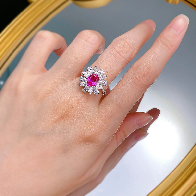 Oval Engagement Ring 6*8mm 925 Silver Zircon