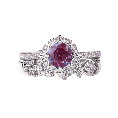 Round Engagement Ring 6*6 925 Silver Alexandrite