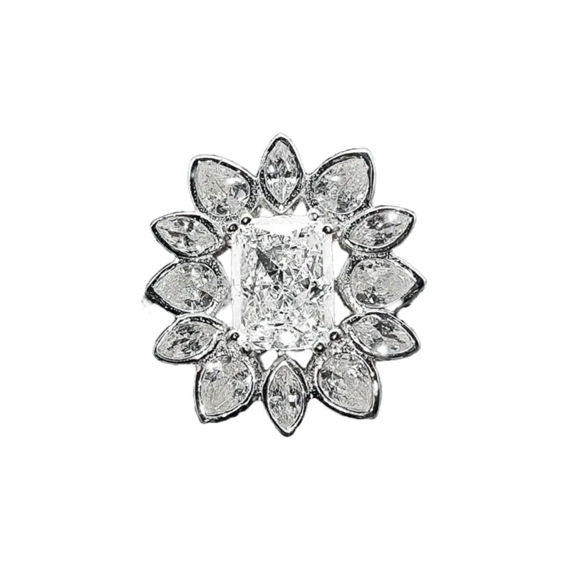 Radiant Engagement Ring 6*8 925 Silver High Carbon Diamond Open Ring