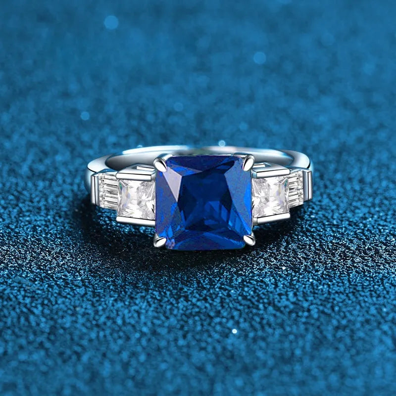 Asscher Engagement Ring 4ct 8*8 925 Silver High Carbon Diamond