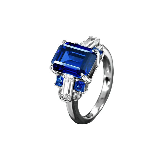 Emerald Engagement Ring 4ct 8*10 925 Silver High Carbon Diamond