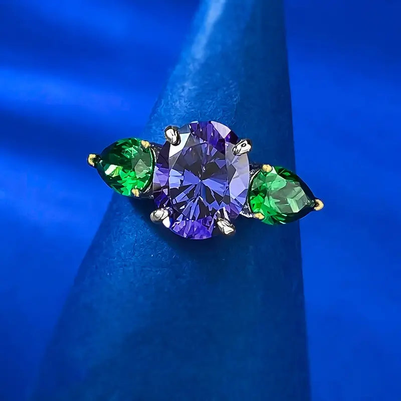 Oval Engagement Ring 8*10 925 Silver Tanzanite
