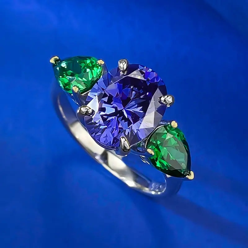 Oval Engagement Ring 8*10 925 Silver Tanzanite