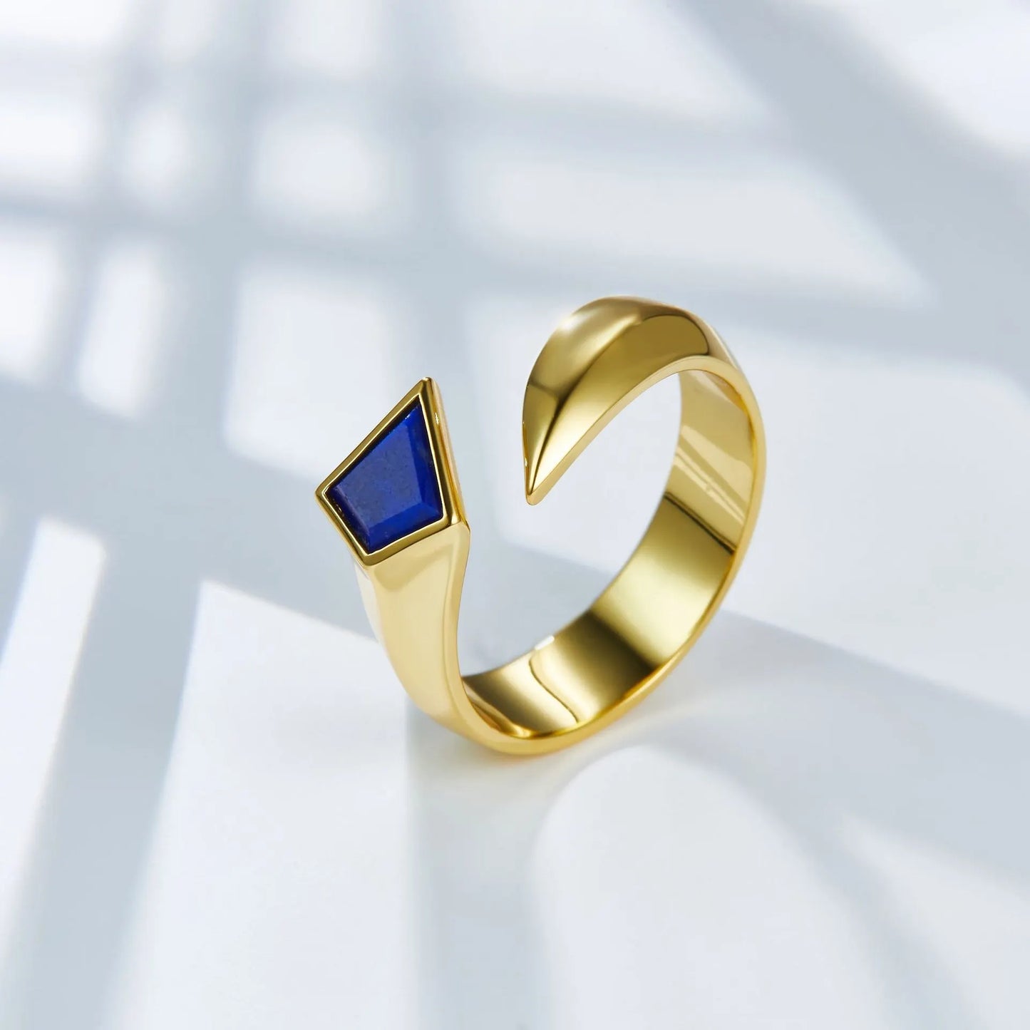 Blue Engagement Ring 925 Silver Natural Lapis Lazuli