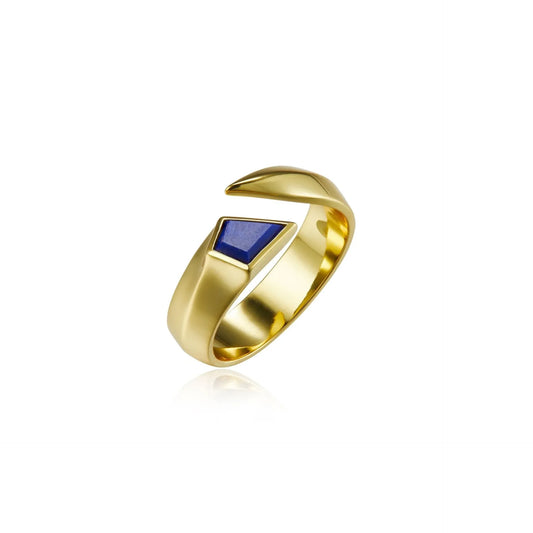 Blue Engagement Ring 925 Silver Natural Lapis Lazuli