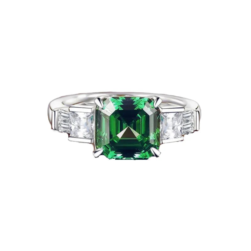 Asscher Engagement Ring 4ct 8*8 925 Silver High Carbon Diamond