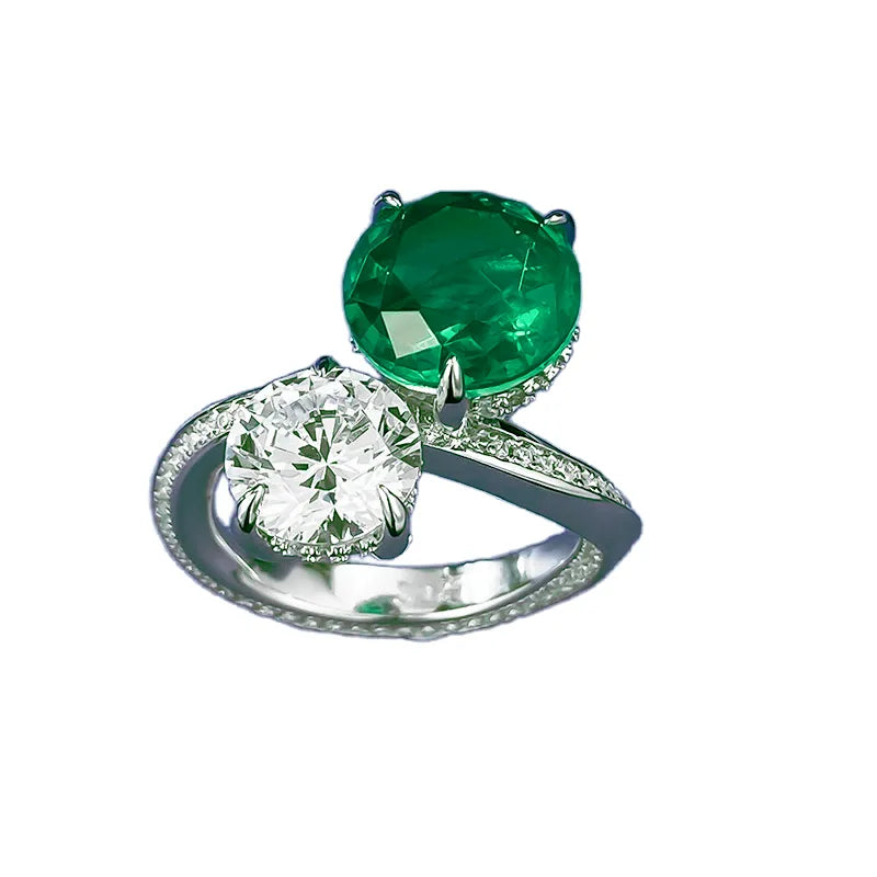 Round Engagement Ring 10mm 925 Silver Zircon