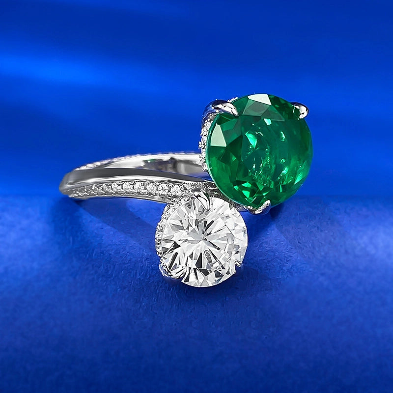 Round Engagement Ring 10mm 925 Silver Zircon