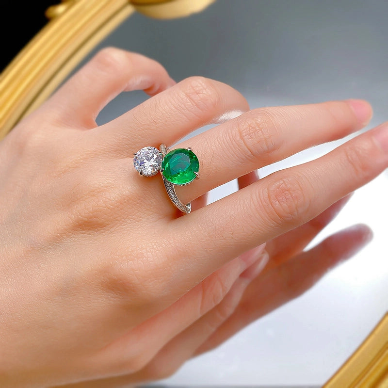 Round Engagement Ring 10mm 925 Silver Zircon