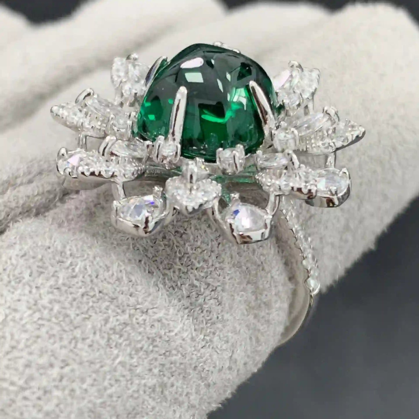 Sugar Tower Engagement Ring 9.5mm 925 Silver High Carbon Diamond