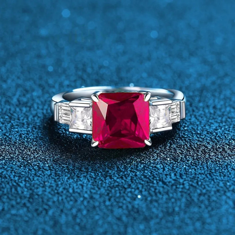 Asscher Engagement Ring 4ct 8*8 925 Silver High Carbon Diamond