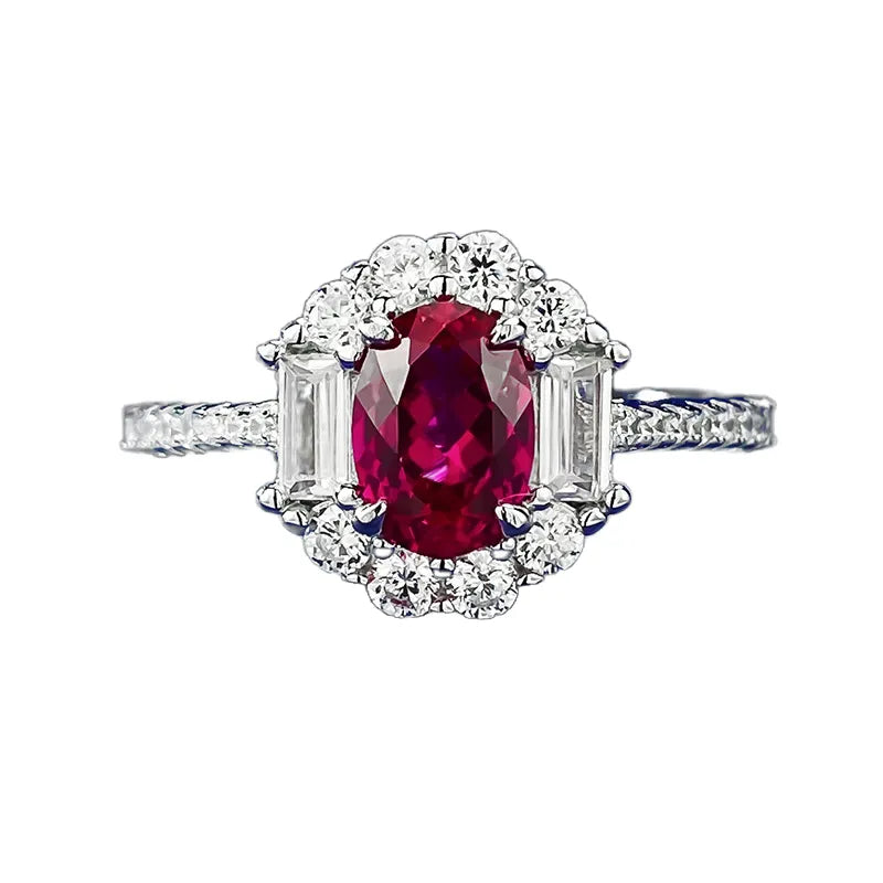 Oval Engagement Ring 5*7 925 Silver High Carbon Diamond