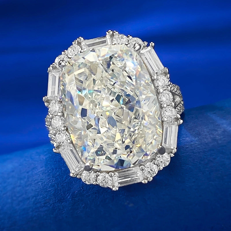 Cushion Engagement Ring 12*16 925 Silver High Carbon Diamond