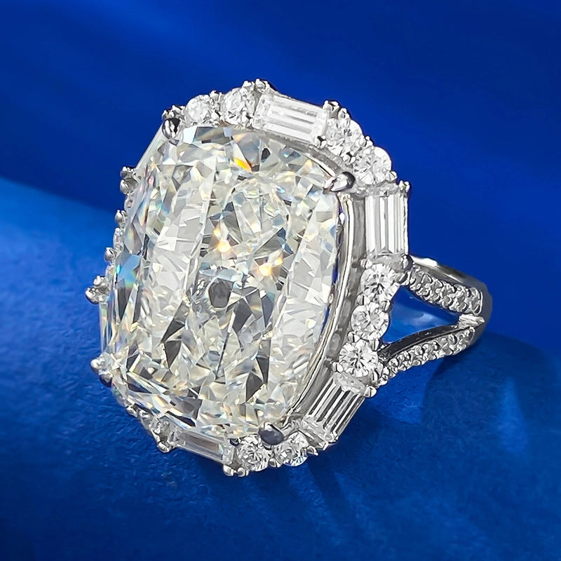 Cushion Engagement Ring 12*16 925 Silver High Carbon Diamond