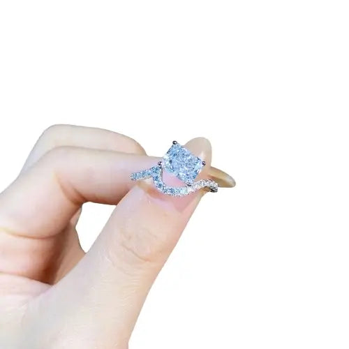 Radiant Engagement Ring 2ct 925 Silver High Carbon Diamond