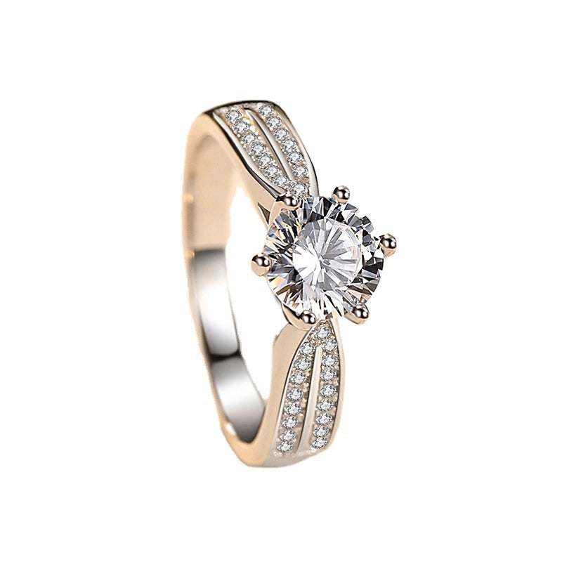 Round Engagement Ring 1ct 925 Silver Moissanite