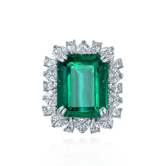 Emerald Engagement Ring 9ct 12*15 925 Silver High Carbon Diamond