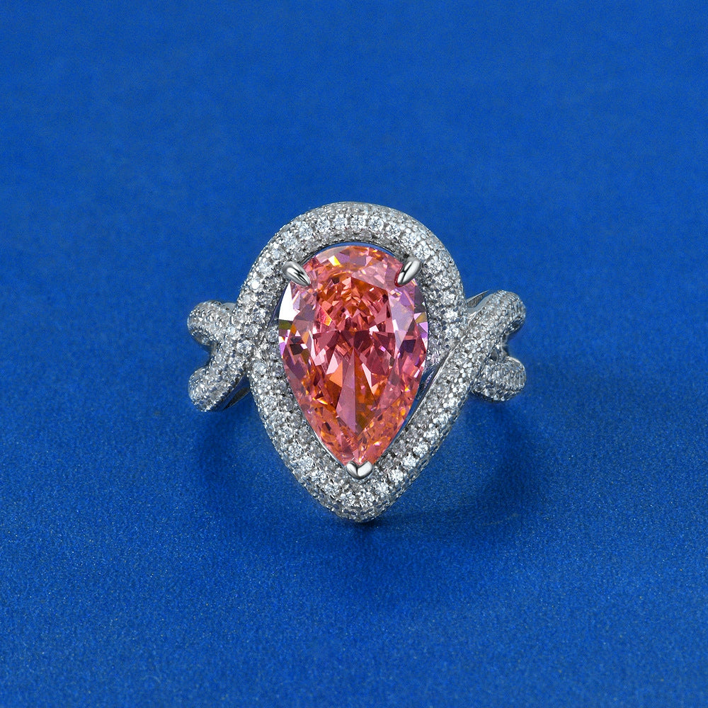 Pear Engagement Ring 9ct 9*14 925 Silver High Carbon Diamond