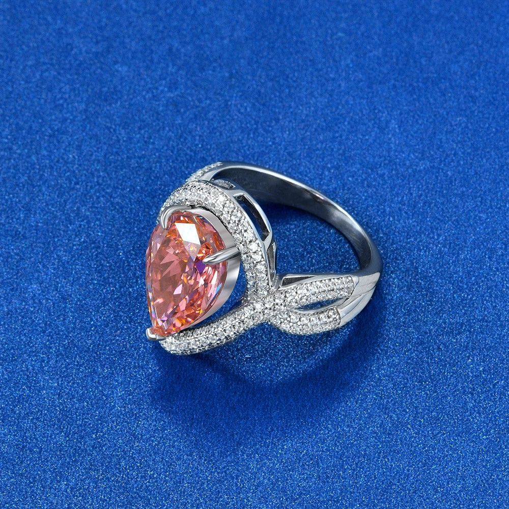 Pear Engagement Ring 9ct 9*14 925 Silver High Carbon Diamond