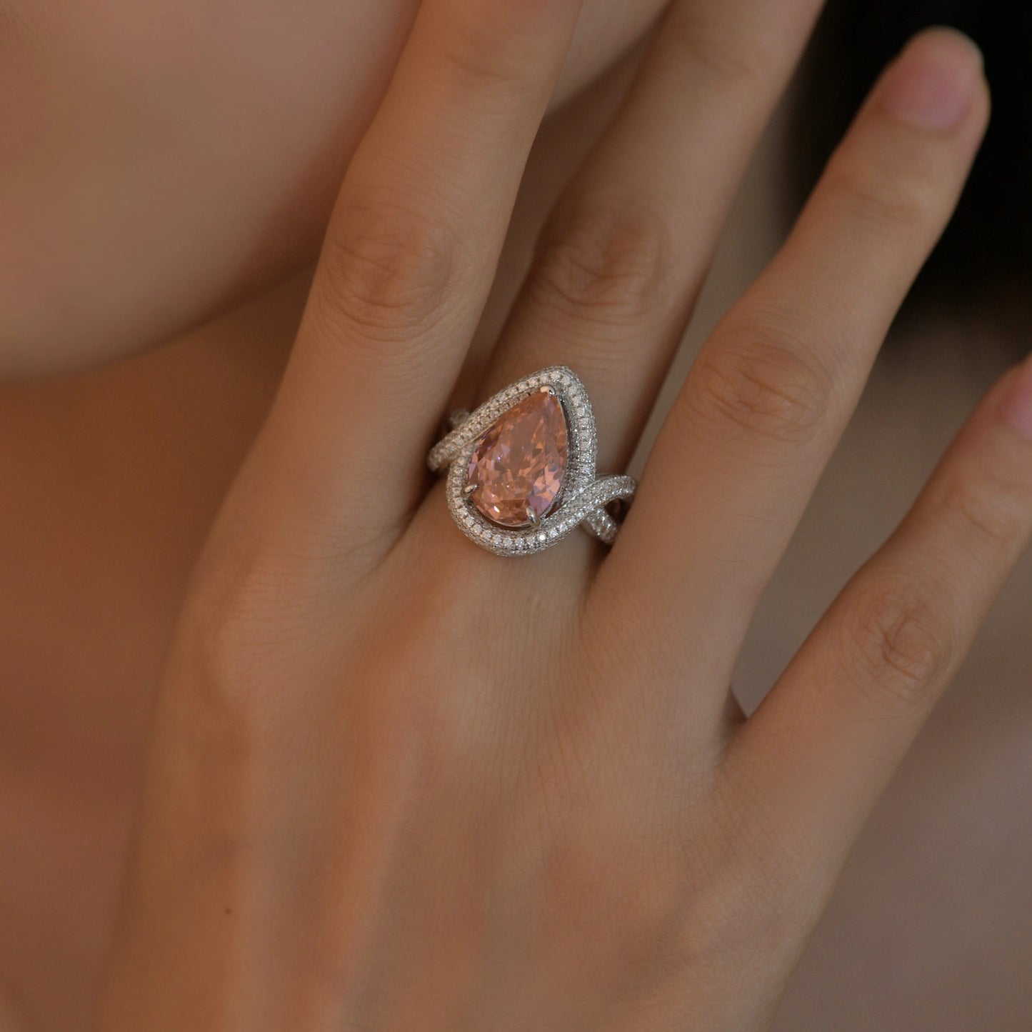 Pear Engagement Ring 9ct 9*14 925 Silver High Carbon Diamond