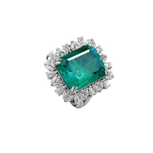 Emerald Engagement Ring 9ct 12*15 925 Silver High Carbon Diamond