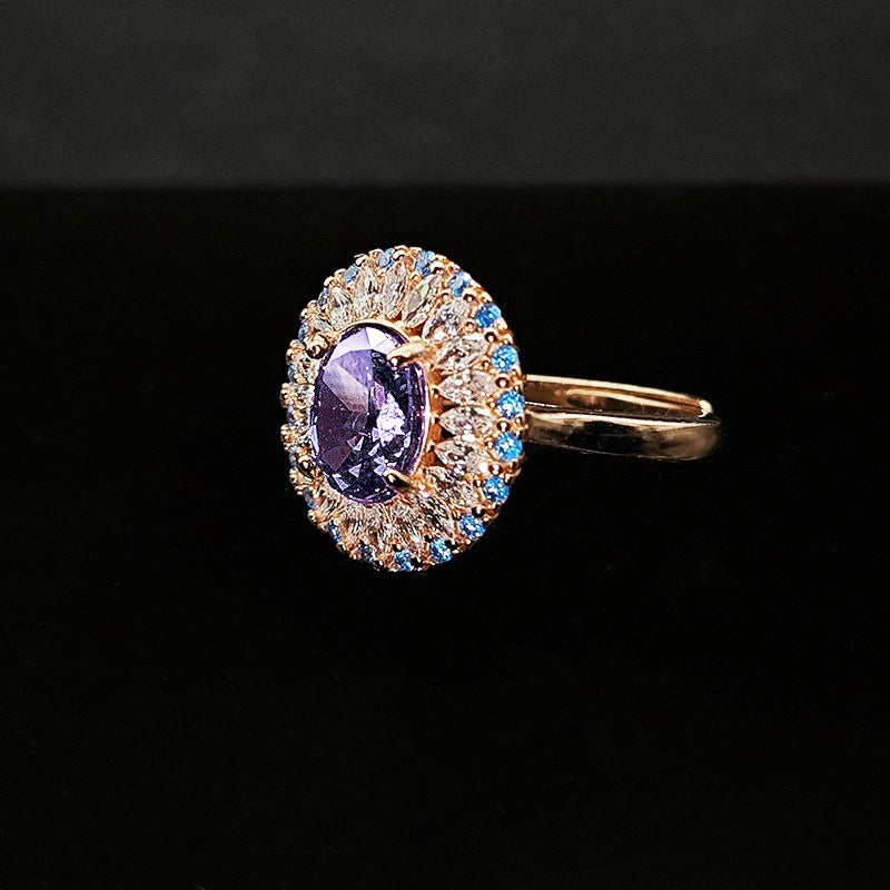 Oval Engagement Ring 6*8 925 Silver High Carbon Diamond Open Ring