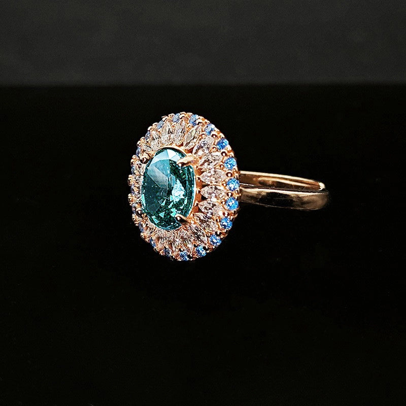 Oval Engagement Ring 6*8 925 Silver High Carbon Diamond Open Ring